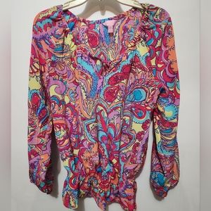 Lilly Pulitzer Womens Multicolor Feelin Groovy Paisley Blouse, Size S